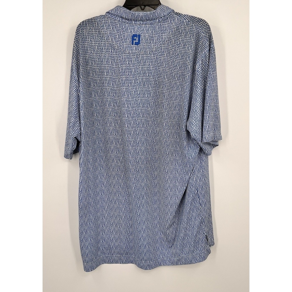 FootJoy FJ Golf Polo Mens XL Blue Geometric AOP Performance The Bandit Club - Picture 2 of 7